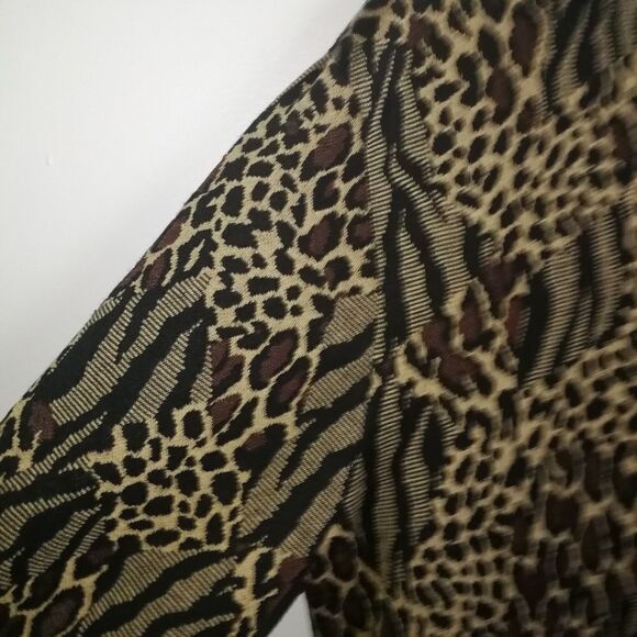 VINTAGE Y2K Leopard Print Neutral Button Front Bomber Jacket / Blazer Sz Medium - Picture 10 of 16